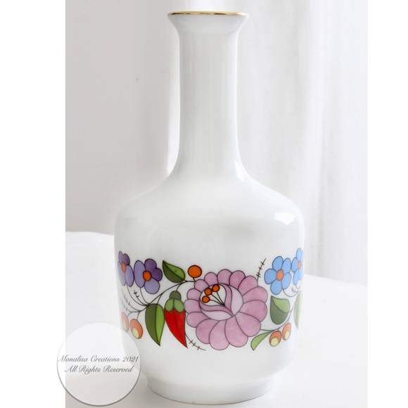 Kalocsa Hungary 8pc Porcelain Set Decanter Cups + Tray 'Traditional' Pattern - Picture 6 of 16